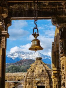 Ancient temple with Temple Bell Source (Pinterest)