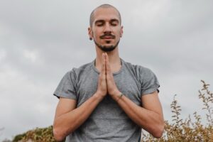 Man with eyes closed in spiritual connection